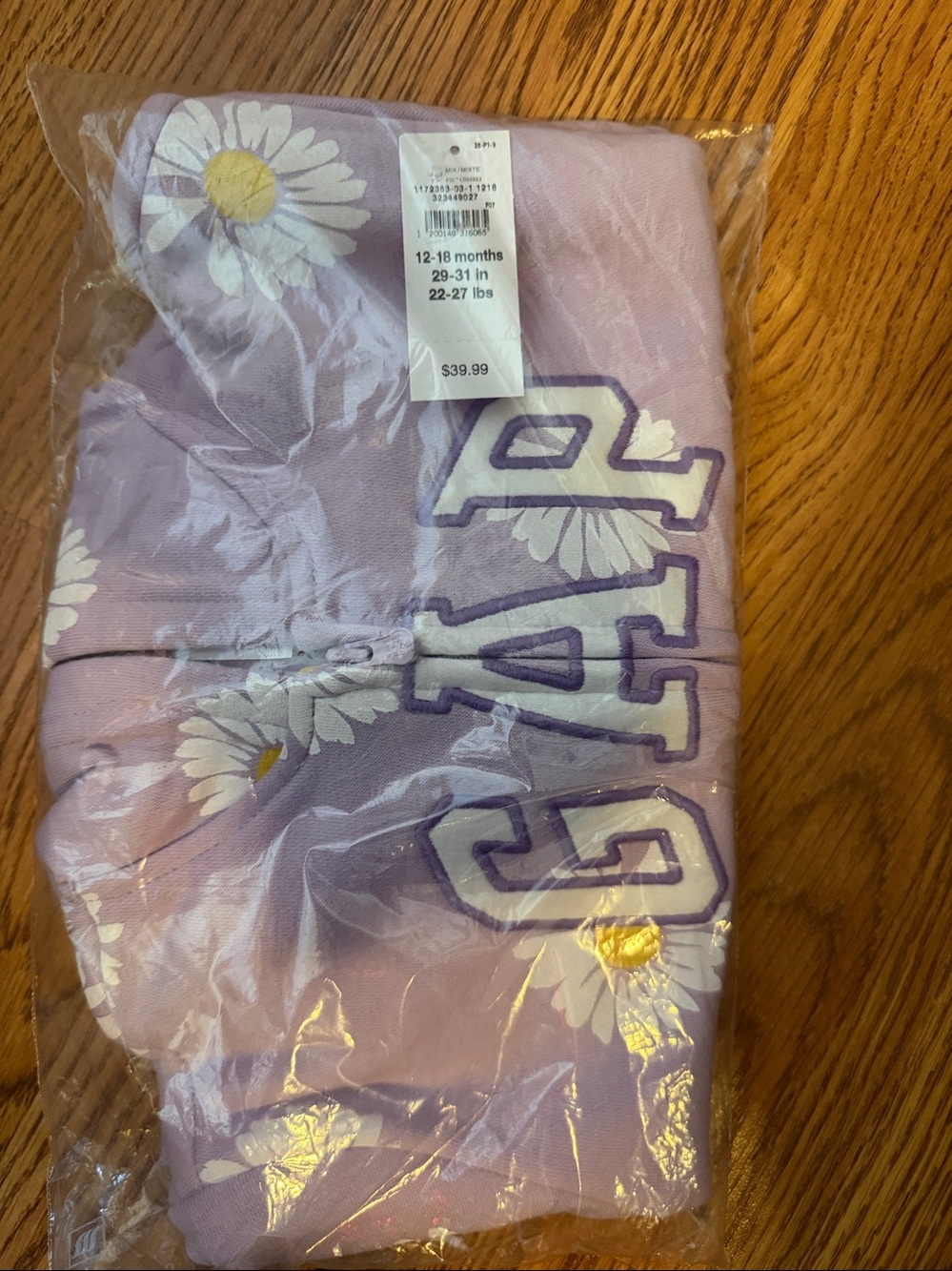 GAP Factory Lilac Daisy Zip-Up Hoodie - Picture 2 of 2